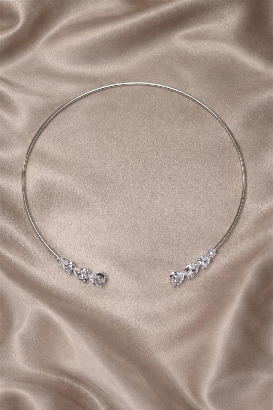 Bert Zirkon Taş Detaylı Çelik Kasnak Kolye